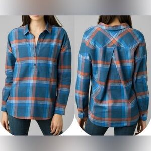 PRANA flannel Dante Top 3 button up pullover